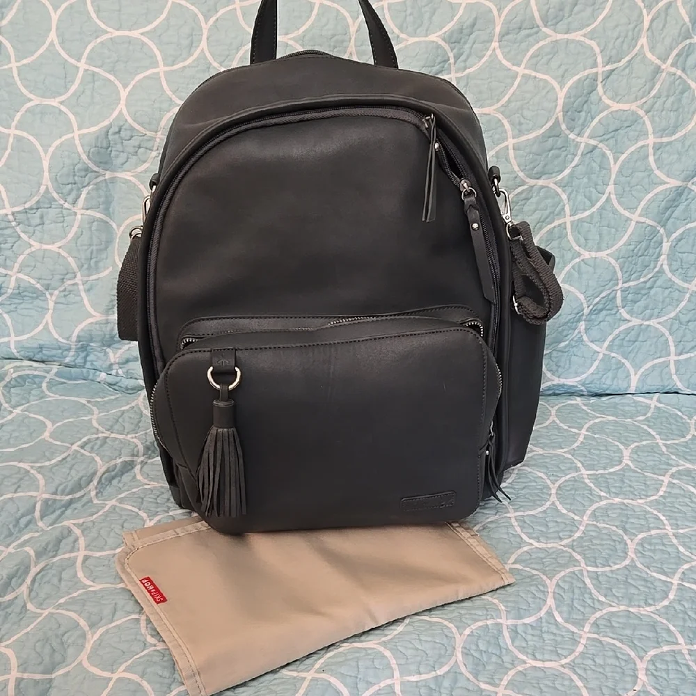 Stylish Black Leather Backpack
